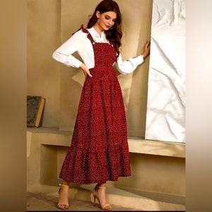 Shein overall Red Polka Dot Maxi Dress